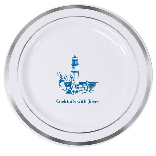 Nautical Lighthouse Premium Banded Plastic Plates